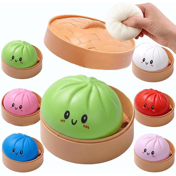4Inch Giant Dumpling Squishy, Anxiety Relief Fidget, Jumbo Dumpling Stress Ball, Rainbow Mystery Squishy Bun