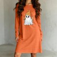 thumbnail image 7 of Taqqpue Womens Cotton Sleep Dress Long Sleeves Crew Neck Halloween Skeleton Print Loose Knee Length Nightshirt Casual Oversized Lounge Pullover Nightgown for Women Plus Size, 7 of 7