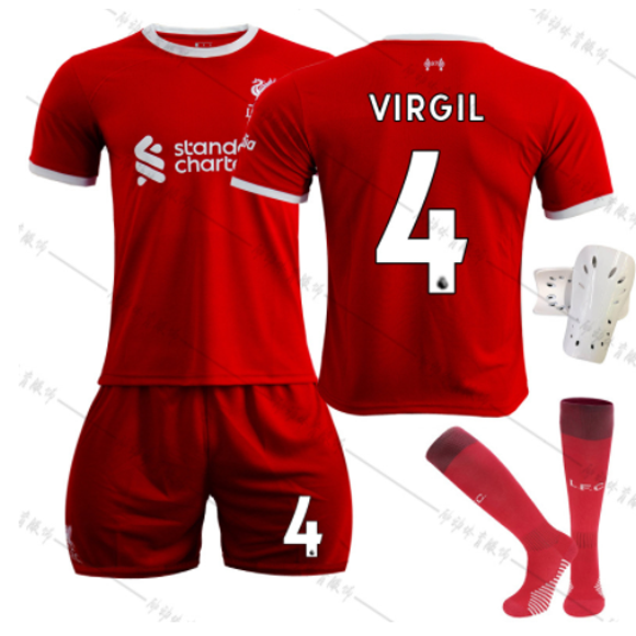 Ensemble de Maillot d'Équipe de Soccer pour Hommes et Femmes Liverpool Domicile VIRGIL 4# Ensemble d'Uniformes de sport de Soccer pour Garçons et Filles Enfants Taille 16-28 Adulte TP-TTG Passez une Commande et Notez la Taille Dont Vous Avez Besoin