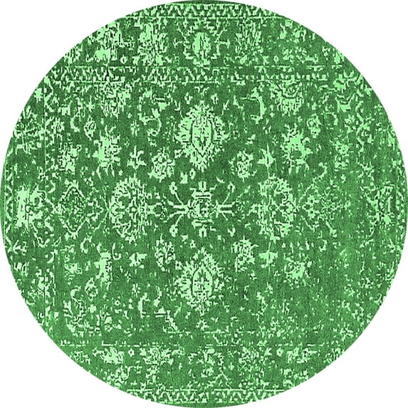 Ahgly Company Indoor Round Persian Emerald Green Bohemian Area Rugs, 4' Round