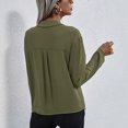 thumbnail image 4 of Camisas con hombros caídos para mujer Camisas con cuello vuelto Camisas con cuello en V Camisas de manga larga con un solo pecho OD Verde M, 4 of 6