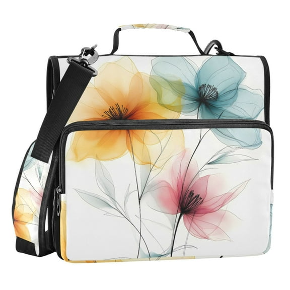 ALAZA Zipper Binder Bag Watercolor Flower-a3 3 Ring File Folder Binder Organizer Bag
