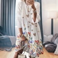 thumbnail image 2 of Qarigey Vestido Midi de manga larga estampado cuello gran columpio cintura alta ropa de mujer Vestidos Blanco METRO, 2 of 8