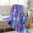 thumbnail image 6 of Fluorescent Cover blanket 70x55 inch frannel blanket Office nap blanket Camping blanket Bedding travel blanket Glow blanket Purple Flowers, 6 of 8