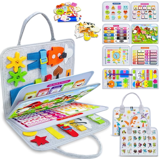 Juguete Montessori Exorany de Busy Board para 1 a 4 años con 8 páginas