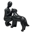thumbnail image 2 of Adorno de estatua de humano con perro de 6,1 x 1,7 x 5,5 pulgadas, accesorios ligeros para mascotas Negro, 2 of 9