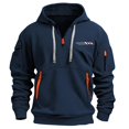 thumbnail image 2 of Flag Print Zip-Up Hoodie for Men, Big & Tall Casual Pullover for Sports, Fall Spring Patriotic Streetwear,Navy,XL, 2 of 5