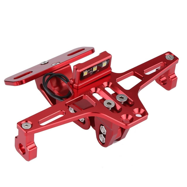 Soporte de marco para matrícula de motocicleta ajustable de aluminio con luz roja
