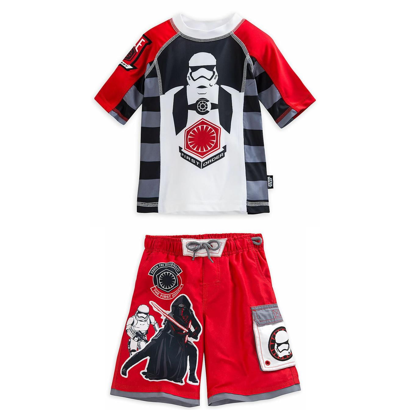 Disney Store Star Wars Rash Guard And Swim Trunks Set Boy Size 7/8