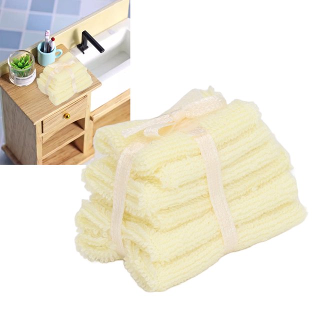 Miniature Bathroom Towels 1:12 Scale Dollhouse Decor Vivid Texture Versatile Usage Cloth Material