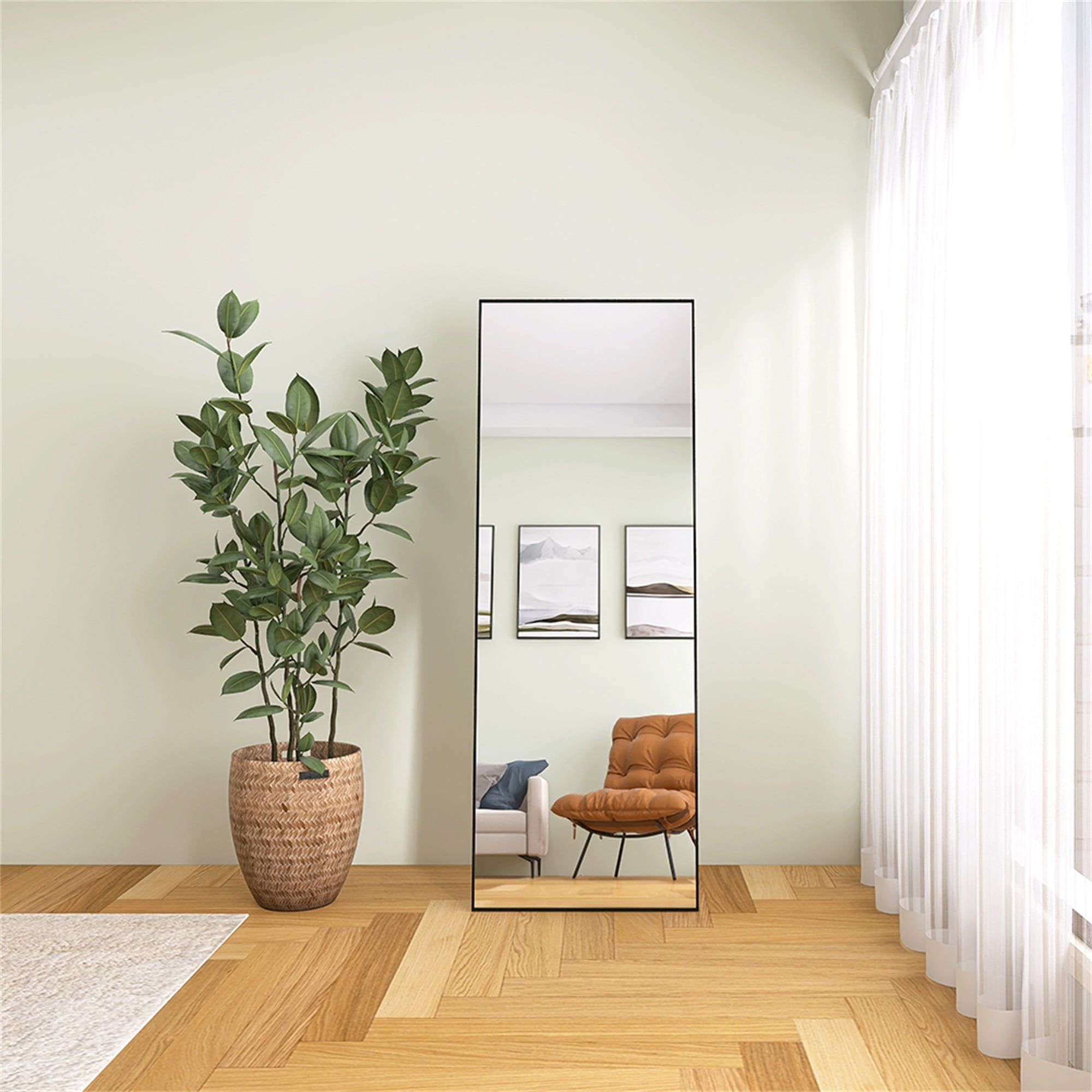 Kepooman 65"x 24" Wall Mounting Full Body Mirror, Full Length Mirror with Stand, Floor Mirror for Bedroom, Black Kepooman 65"x 24" Wall Mounting Full Body Mirror, Full Length Mirror with Stand, Floor Mirror for Bedroom, Black