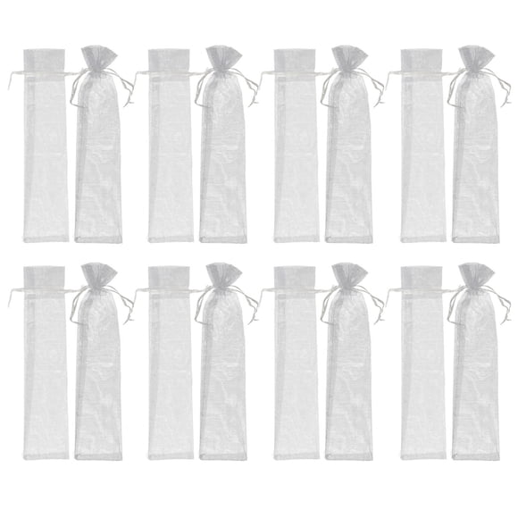RUNROTOO 20pcs Bridal Shower Organza Bag Silver Storage Drawstring Design for Women