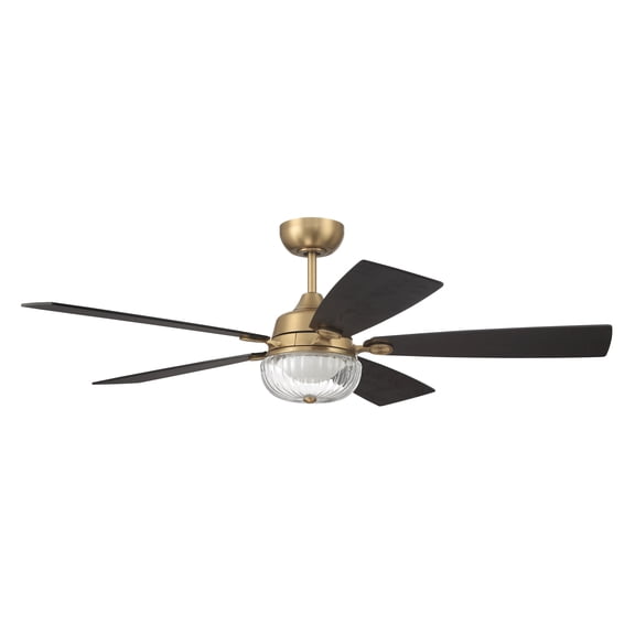 Chandler 52 in. Satin Brass Finish Indoor Ceiling Fan, Integrated LED Light & Remote Included