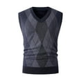 thumbnail image 3 of VBTAPA Mens Casual Argyle Sweater Vest V-Neck Sleeveless Pullover Sweaters Soft Comfy Knitwear Vests Blue M, 3 of 7