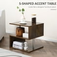 thumbnail image 4 of HOMCOM Table d'Appoint Carrée, Table de Bout à 3 Niveaux avec Étagères de Rangement et Cadre en Métal, Table d'Accent en S pour Salon, Chambre, Chêne Brun, 4 of 10