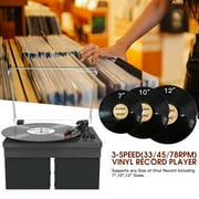 RetroAudio الفينيل سجل لاعب بلوتوث القرص الدوار مع مكبرات الصوت الخارجية حزام-قيادة القرص الدوار دعم 3 سرعة 3 حجم التشغيل اللاسلكي، أسود