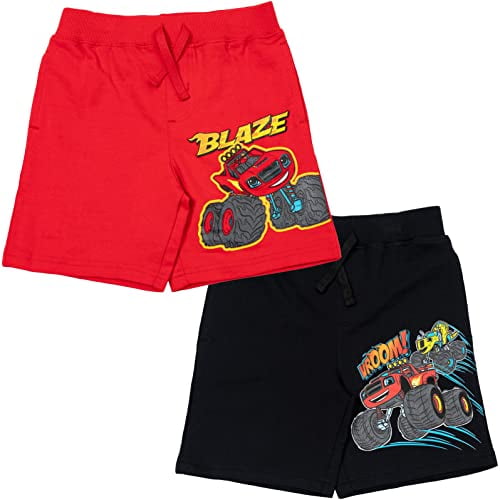 Blaze and the Monster Machines Toddler Boys French Terry 2 Pack Shorts Black Red 2T