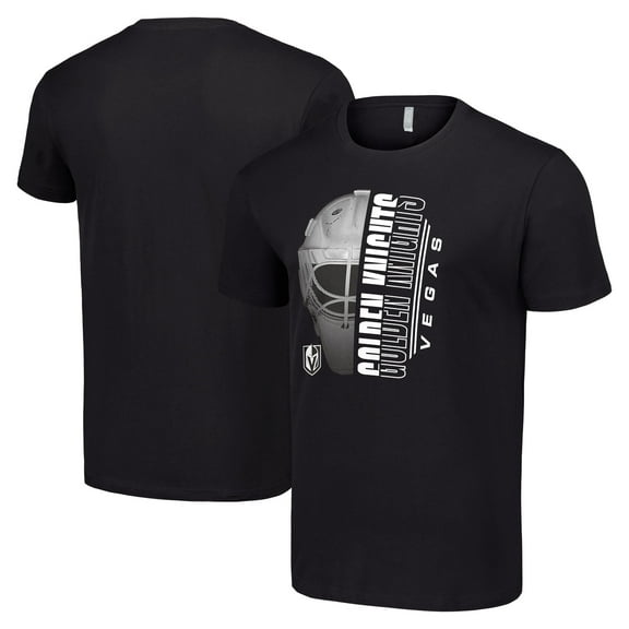 Men's Starter Black Vegas Golden Knights Half Helmet Logo T-Shirt