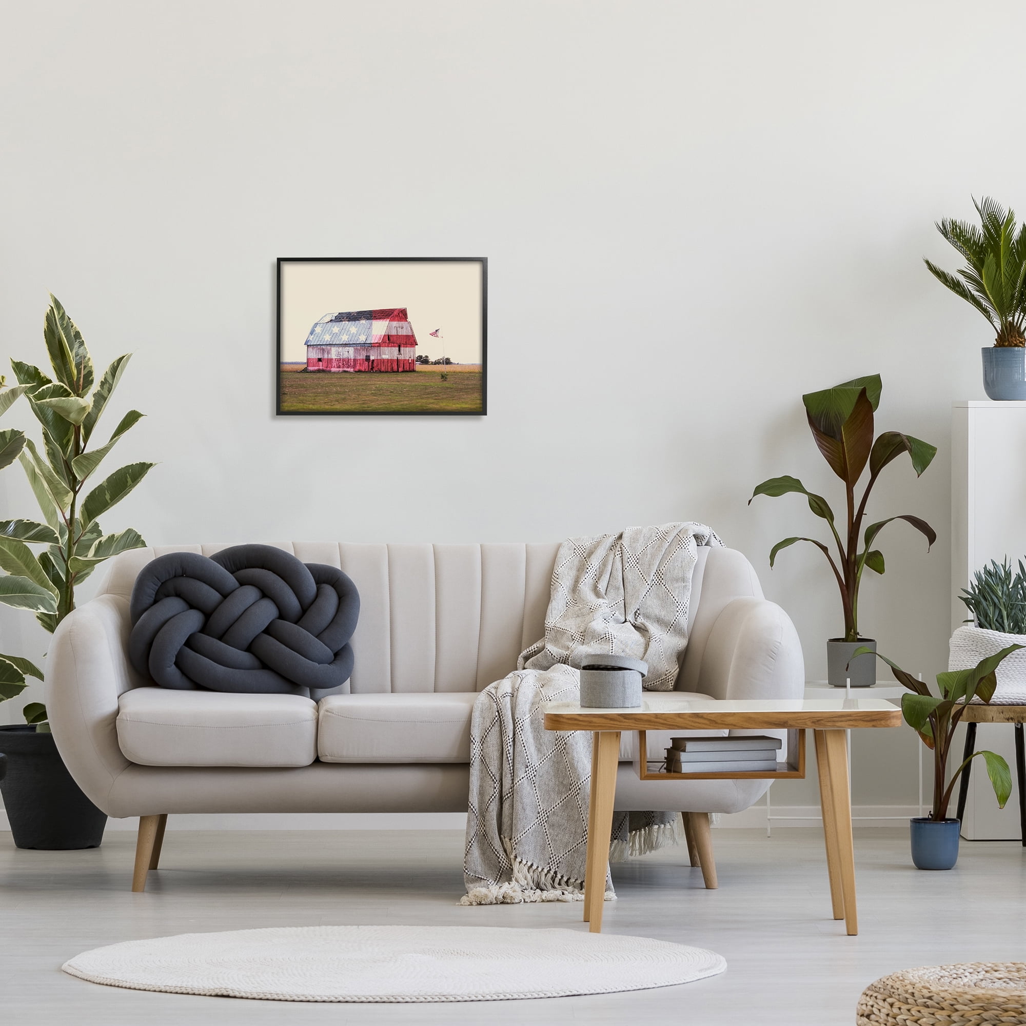 Stupell Industries Americana Farmhouse Barn Landscape Painting Black Framed Art Print Wall Art, 20 x 16
