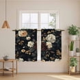 thumbnail image 3 of Vintage Black Floral Tier Curtains, Spring Seasonal Botanical Blooms Light Filtering Kitchen Curtains, 2Pcs Rod Pocket Half Window Treatments Panels for Sink Cafe Cabinet Basement 27.5x45 Inches, 3 of 9