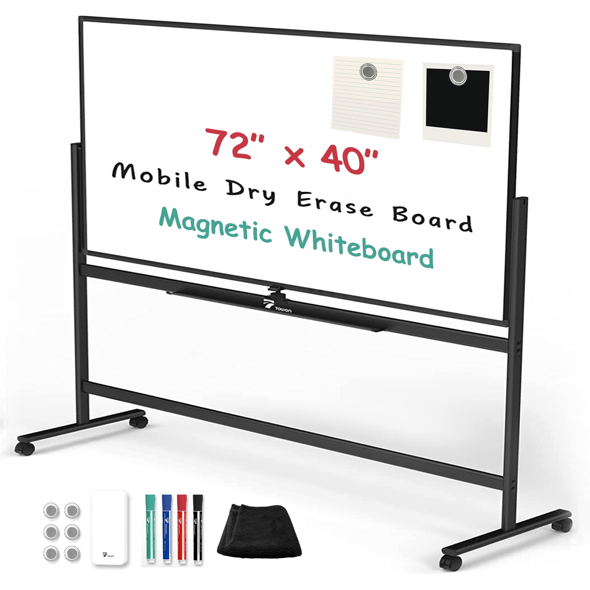 TOWON DoubleSided Mobile Whiteboard 72"x40" Extra Large Dry