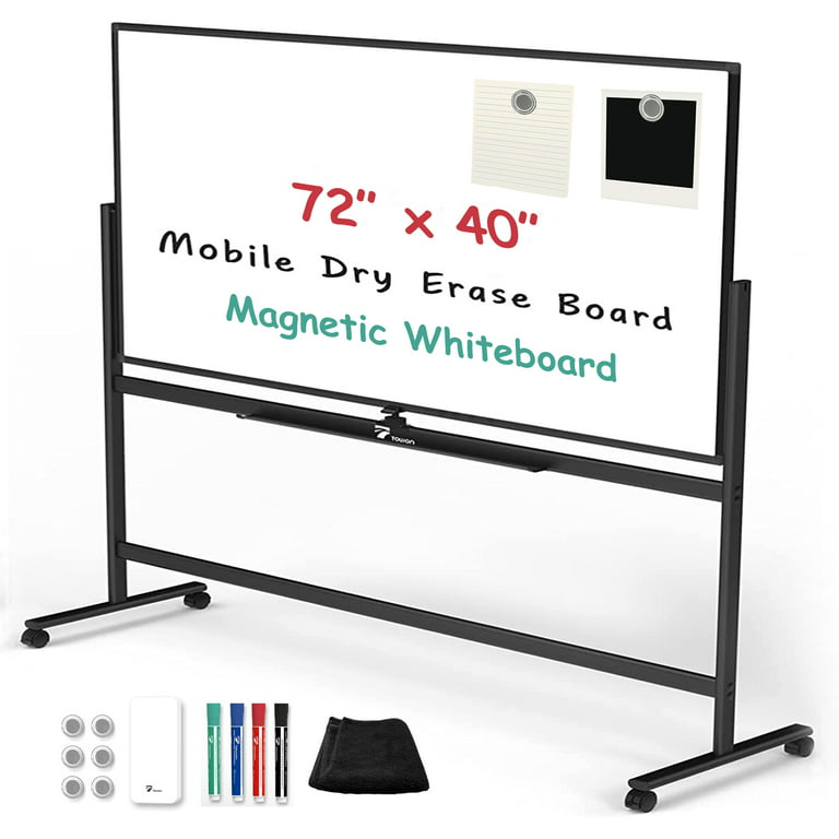 Rolling Whiteboard, Rotatable Large Dry Erase Board with Stand, Double  Sided Magnetic White Board, Mobile Easel Boards, 72X 40 Inches - China  Whiteboard, White Board