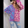thumbnail image 4 of Cárdigan Holgado A Cuadros para Mujer, Abierto Al Frente, Suéteres Oversize con Gráficos Vintage, Abrigo de Punto A Cuadros. Púrpura M, 4 of 9