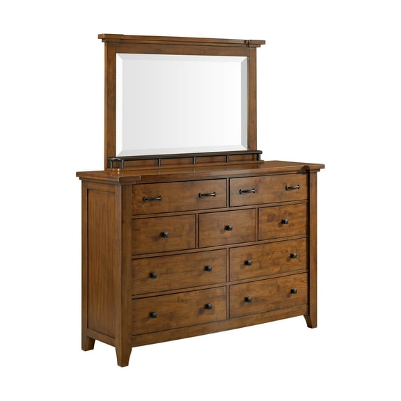 Picket House Furnishings Joseph Dresser & Mirror Set in Chestnut
