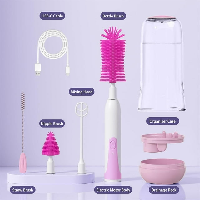 OMABETA Ensemble De Brosses Pour Biberons En Silicone Ensemble De Brosses Pour Biberons, Poignée Puericulture Coffret Vert Rotatif - Puériculture & Eveil Bébé