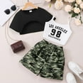 thumbnail image 2 of XZNPDUCQ Girls Summer Outfits 2Pcs Kids Clothes Girls Tie Knot Front Tops T-Shirts and Casual Short Sets 5-12Y Playwear Beach Outfits 11-12 Years,Black, 2 of 9