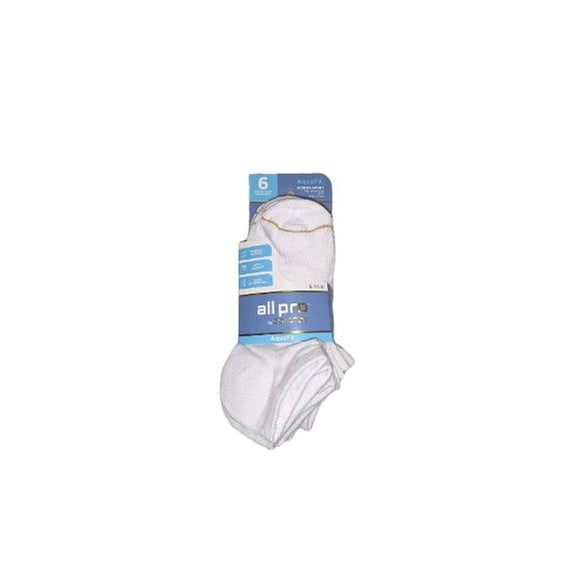 Gold Toe All Pro Womens No Show Socks 6 Pair White AquaFX Moisture Wicking 9-11