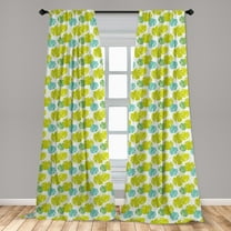 Floral Curtains 2 Panels Set, Repetitive Monstera Leaves Calming Green Tones Illustration Exotic Island, Window Drapes for Living Room Bedroom, 56"W X 95"L, Yellow Green Seafoam, by Ambesonne