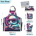 thumbnail image 3 of Dj Rabbit with Neon Sunglasses 5 Pcs Kitchen Set Heat Resistant Oven Mitts and Non-Slip Pot Holders with Adjustable Cooking Apron, 3 of 6