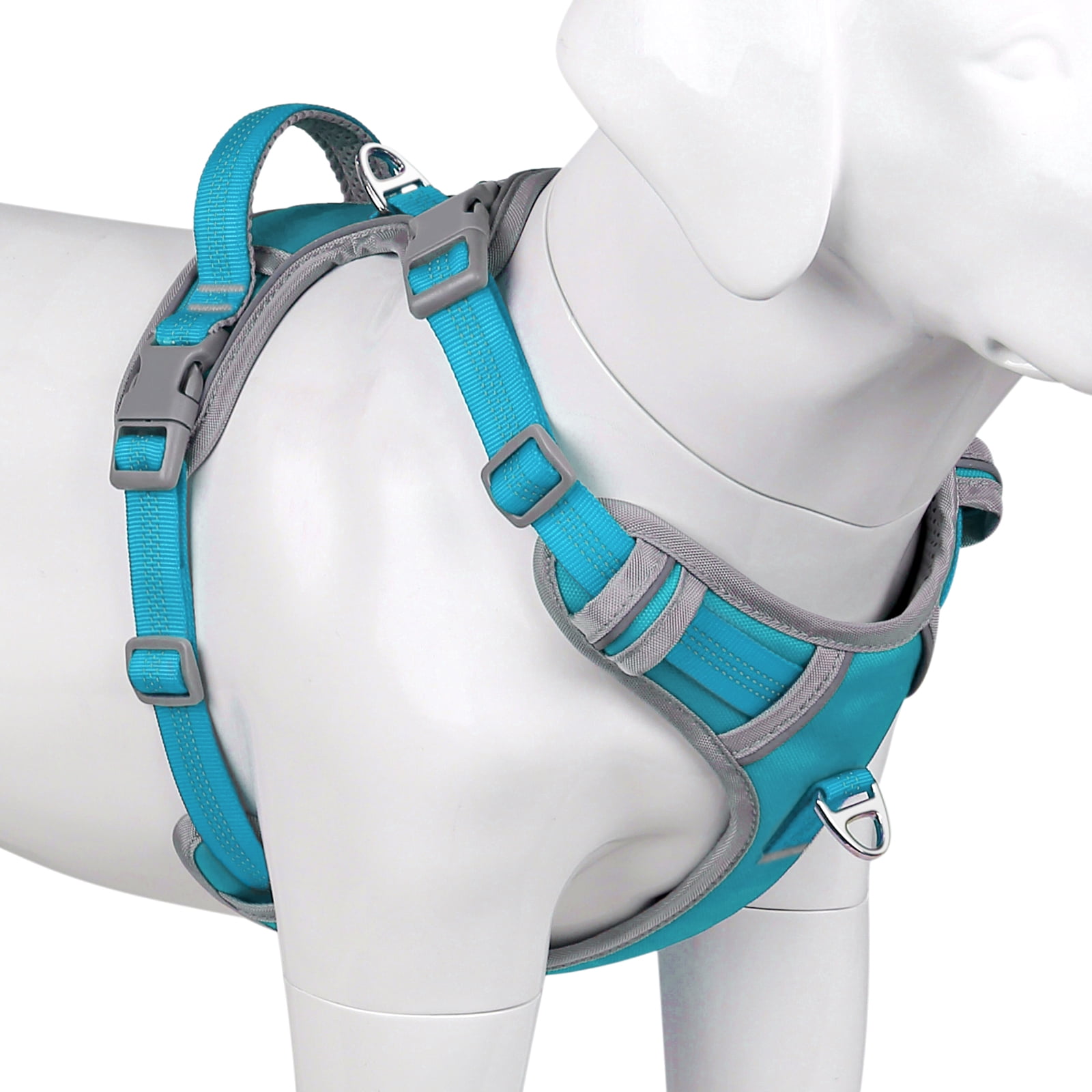 Plutus Pet No Pull Dog Harness, Release At Neck, Reflective Adjustable Dog Vest Harness, Easy Control Handle for Walking, for Small Medium Large Dogs, Cyan, XL