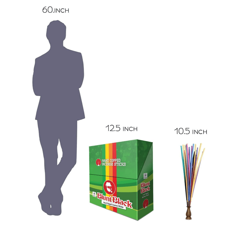 Chakra Blunt Black Hand Dipped Incense Sticks - Display Box with 12 Unique Fragrances – 10.5" Incense Sticks, 72 Pouches (12 Sticks per Pouch)