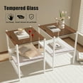 thumbnail image 6 of Gzxs White Side Tables Set of 2, Small End Table 2-Tier Design with Brown Glass Top, Narrow Rectangular Bed Side Table with Metal Frame for Modern Living Room Bedroom, 6 of 7