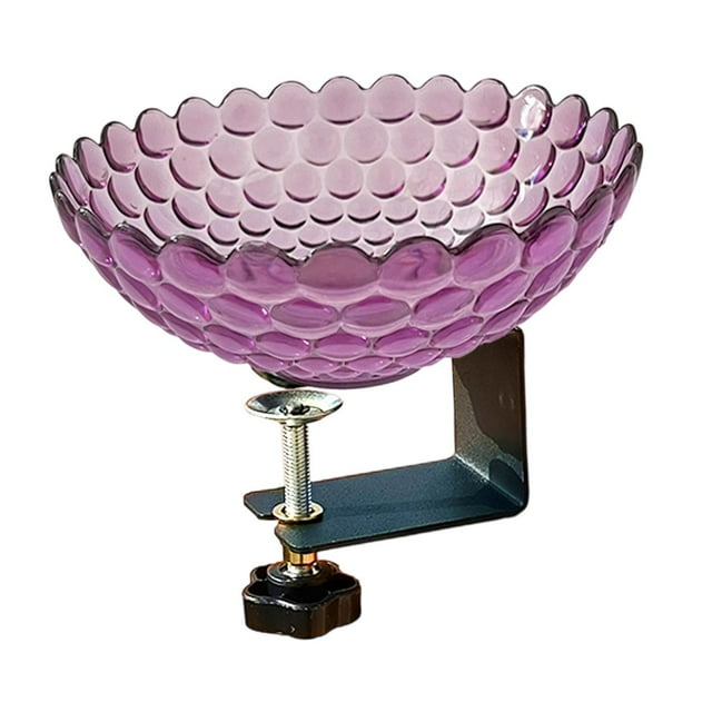 Comedero para pájaros para jardín con abrazadera ajustable resistente, ideal como regalo de inauguración de casa, para montar en terraza o balcón. Púrpura
