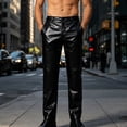 thumbnail image 2 of StSilkitty Mens Leather Pants Elastic Waist Straight Leg Pants with Pockets Lightweight Comfy Fashion Trousers, 2 of 9