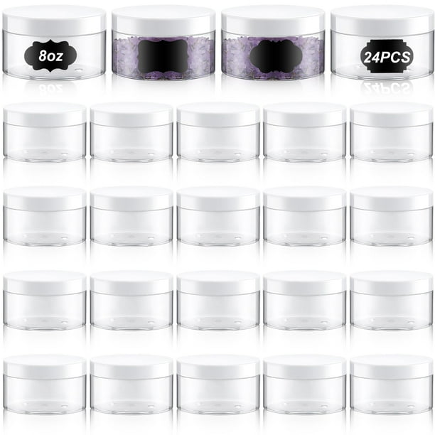Tarro de plástico Dandat de 250 ml con tapa, 24 unidades, para cosméticos