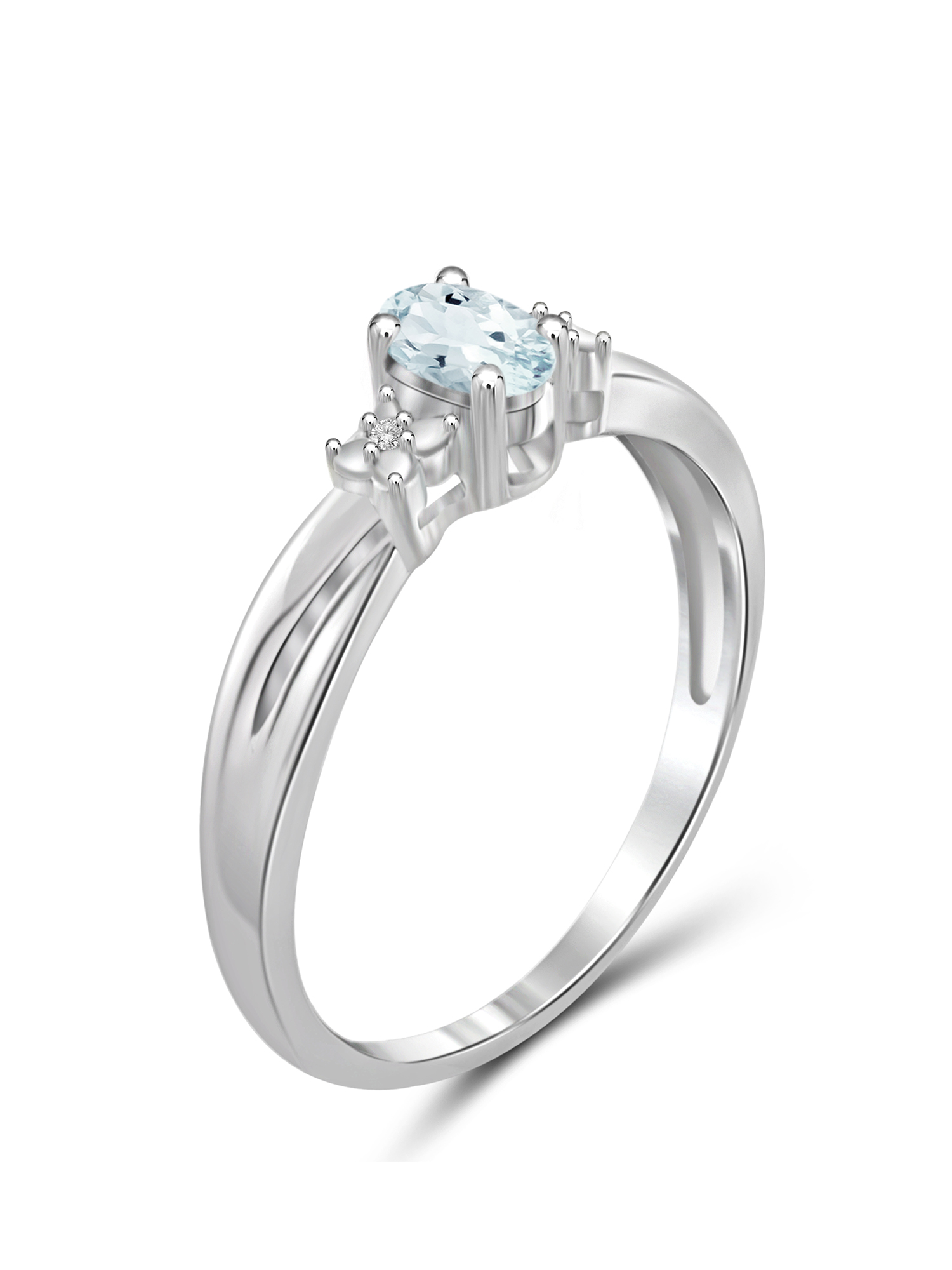 JewelersClub Aquamarine Ring Birthstone Jewelry – 0.25 Carat Aquamarine 0.925 Sterling Silver Ring Jewelry with White Diamond Accent – Gemstone Rings with Hypoallergenic 0.925 Sterling Silver Band