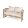 thumbnail image 4 of Christopher Knight Home 4-Piece Wood Outdoor Patio Conversation Set, Woven Rope Seatings with Coffee Table, Beige Cushions, 4 of 13