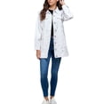 thumbnail image 2 of Women's Mid Length Distressed Cotton Denim Button Up Oversized Jean Jacket (White, XL), 2 of 6