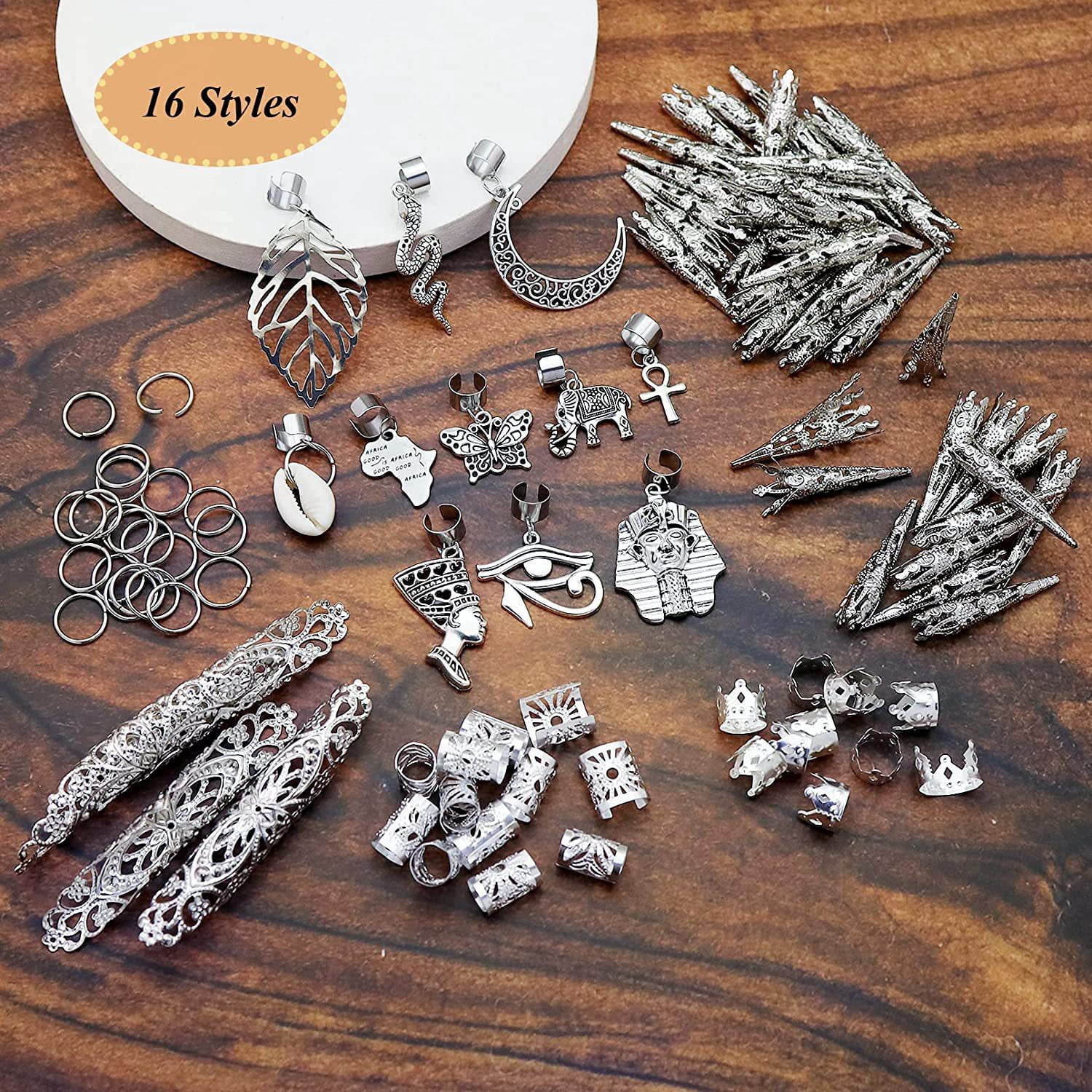 Yoyauz 107 Pieces Ear Clip Ornaments Hair Accessories Gold & Silver Braids Accessories Hair Accessories Pendants Braids Cuff Clip Accessories Women's Braid Decorations