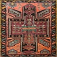 thumbnail image 1 of Ahgly Company Indoor Square Traditional Dark Gold Brown Persian Area Rugs, 7' Square, 1 of 6