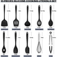 thumbnail image 2 of Silicone Cooking Utensils, 10 pcs Kitchen Cooking Utensils Set, 446°F Heat Resistant Kitchen Gadgets Tools Set w/Spatula, Turners, Spoons, Soup Ladle, Pasta Server for Nonstick Cookware, Black, 2 of 2