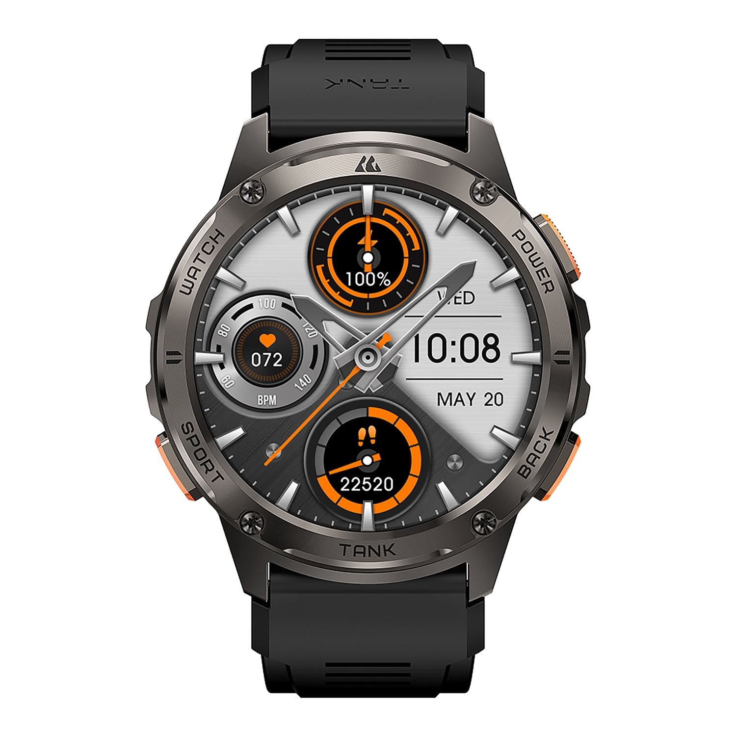 KOSPET TANK T3 1.43-In. AMOLED Smartwatch with Silicone Band (Black), P-T004-B