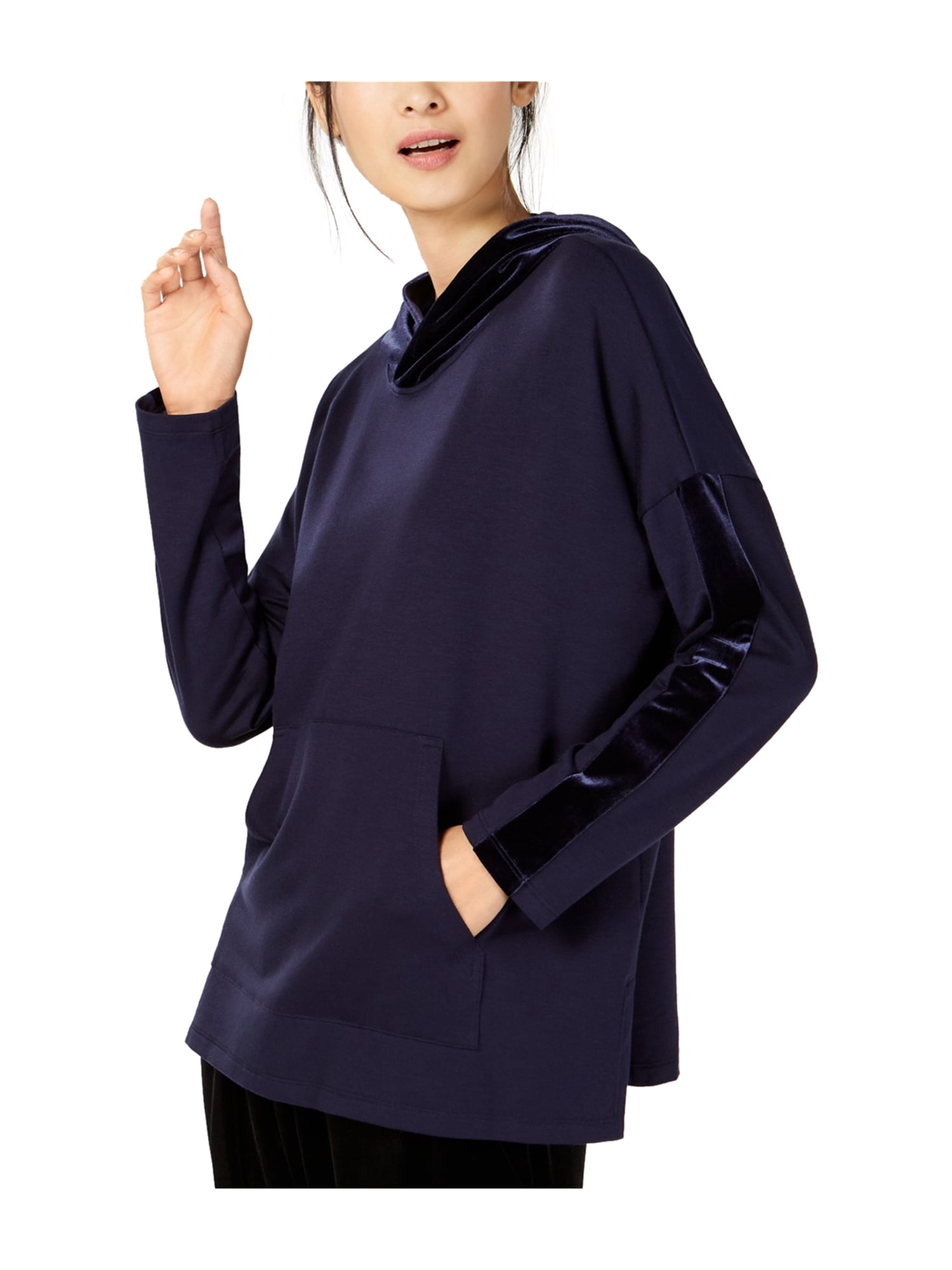 Eileen Fisher Womens Velvet Trim Hoodie 