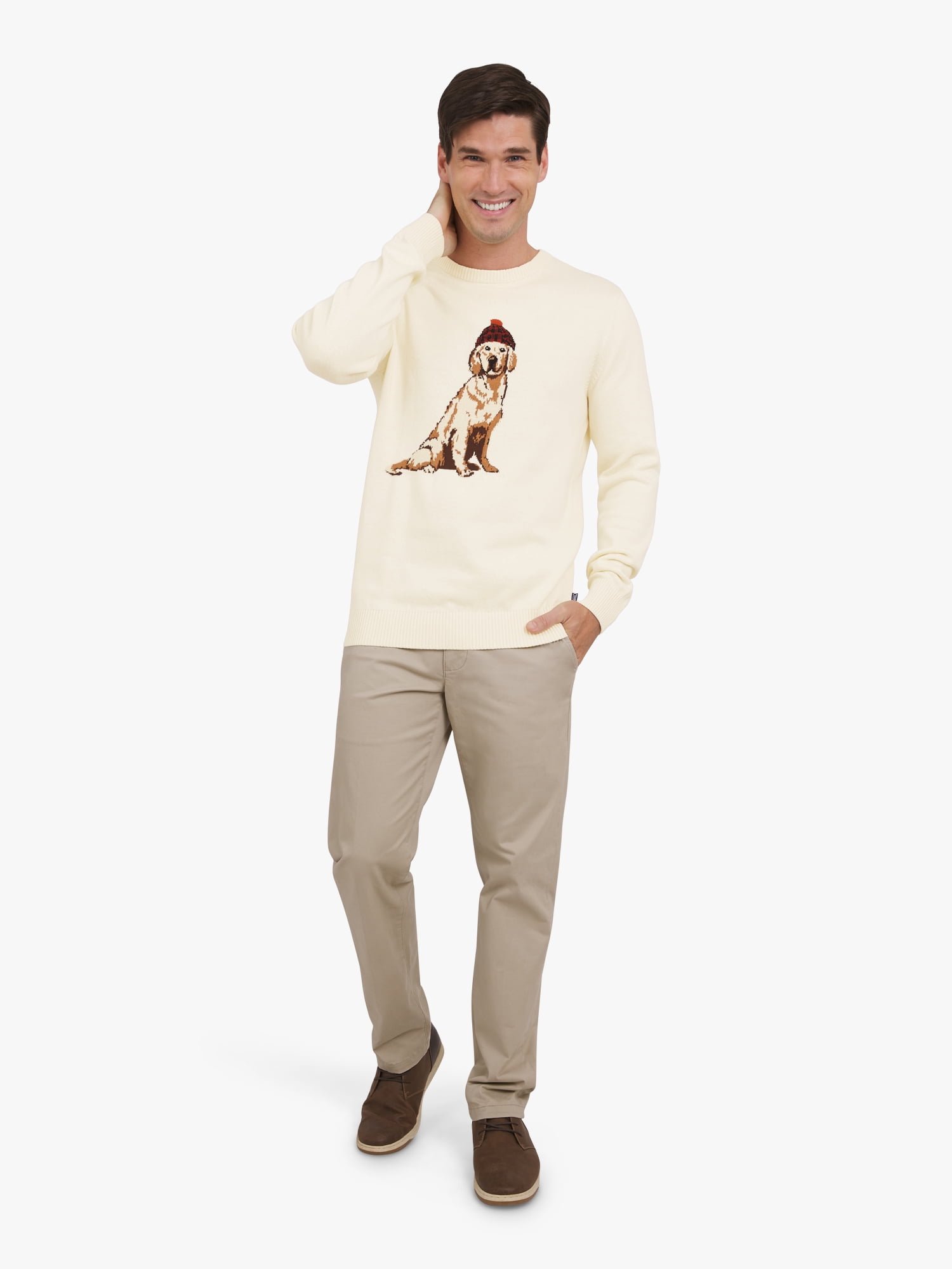Chaps Men's & Big Men's Cotton Novelty Holiday Crewneck Sweater, Sizes S-3XL