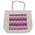 thumbnail image 1 of Chevron Shopping Bag, Chevron Motifs Different Colors with Variable Angles Parallel Lines Groovy Art, Eco-Friendly Reusable Bag for Groceries Beach and More, 15.5" X 14.5", Cream, by Ambesonne, 1 of 2