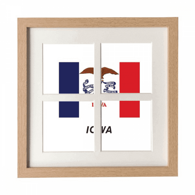 Drapeau de l'État Américain Contour Iowa Cadre Mur Affichage de Table 4 Ouvertures Image